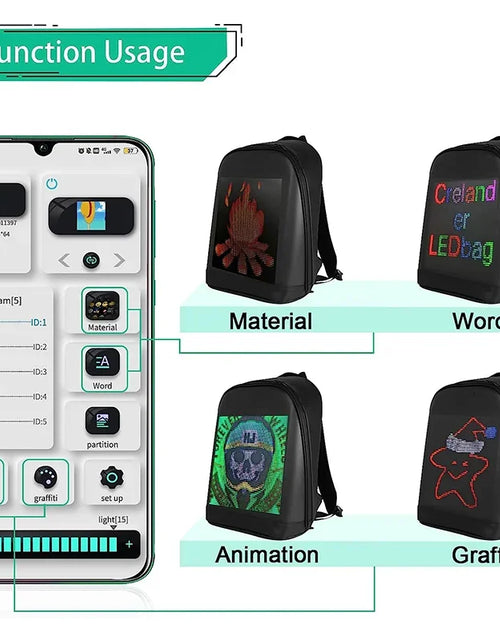 Load image into Gallery viewer, Novel Smart LED Dynamic Backpack Men Customizable Laptop Bag Walking Advertising Bags School Backpack for College Students
