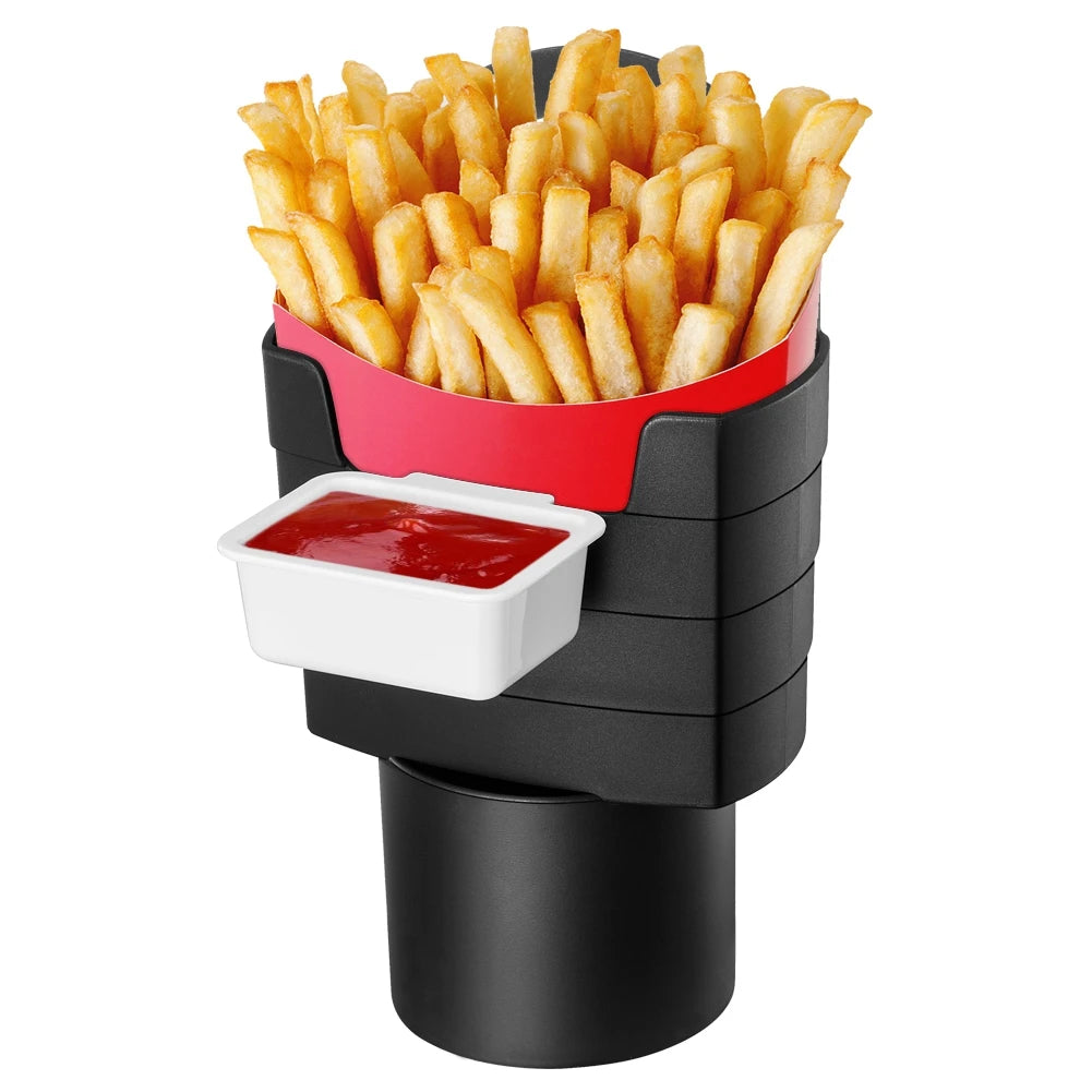 Car Accessories French Fry Holder with Mounting Holds Fries Chips, Ketchup, Sauce & More