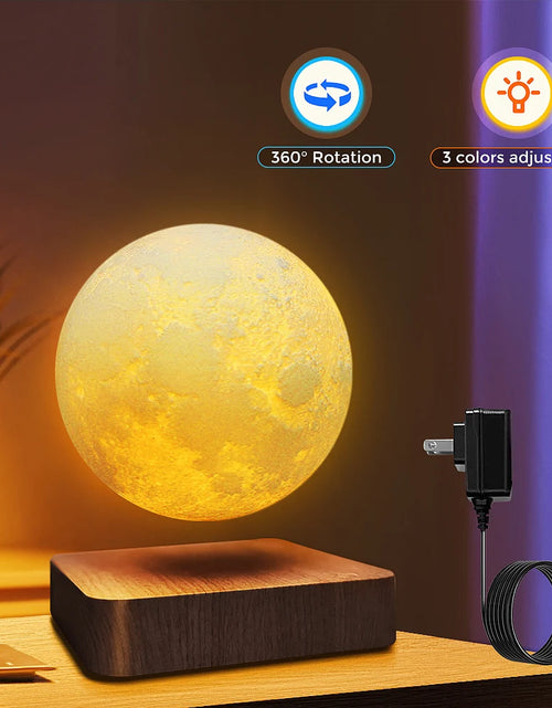 Load image into Gallery viewer, Levitating Moon Table Lamp, Magnetic Floating Night Light with 3 Lighting Modes, 3D Printed Levitation Bedside Table Lamp
