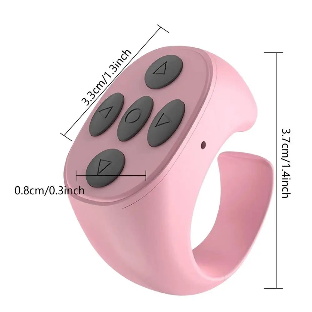 Fingertip Ring Gadget Page Turner Browsing Controller for Mobile Phone, Flipping Selfie Video Bluetooth Remote Control 