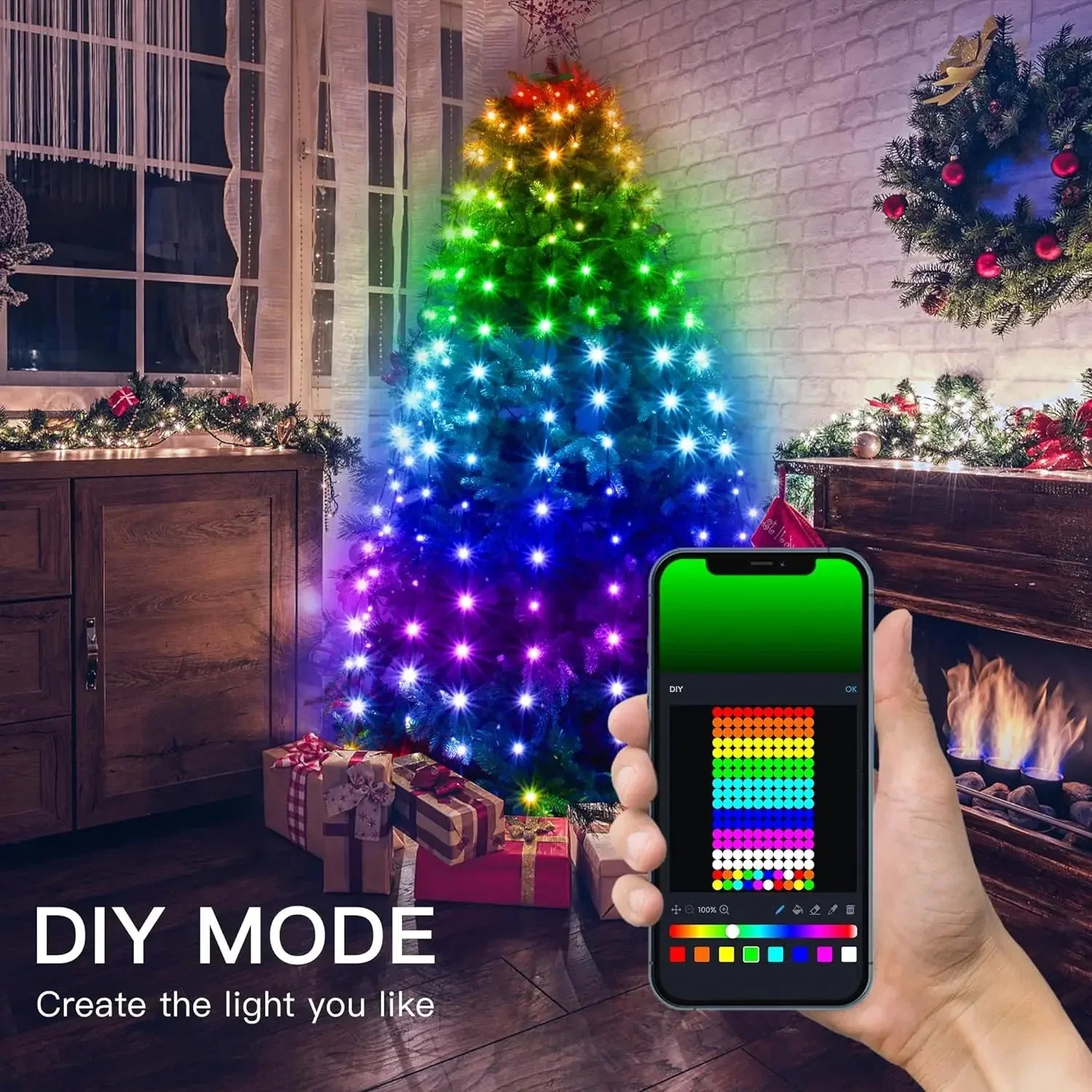 Smart Christmas Tree Lights DIY LED Fairy String Lights with APP & Remote Control Garland for Tree Outdoor Garden Party Wedding