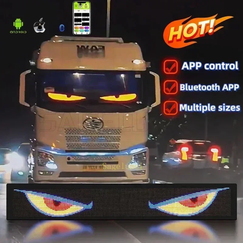 Truck Eyes RGB LED Matrix Pixel Panel Car Sign Animation DIY Programmable Bluetooth App Control LED Panel Flexible Display Light