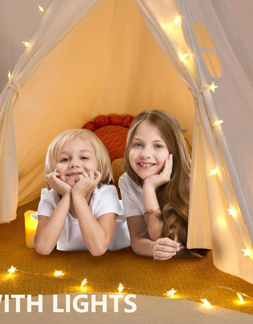 Load image into Gallery viewer, Teepee Tent for Kids with Carry Case, Natural Cotton Canvas Teepee Play Tent, Toys for Girls/Boys Indoor &amp; Outdoor Playing
