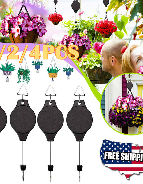 Load image into Gallery viewer, 4PCS Retractable Pulley Hook Hanging Pull down Hanger for Garden Flower Plant US
