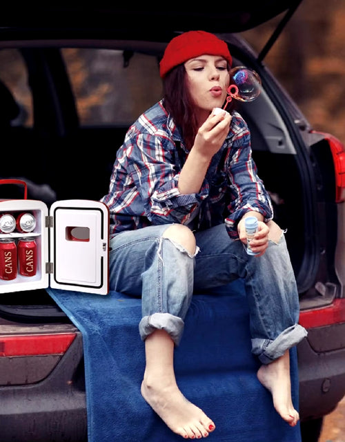 Load image into Gallery viewer, EFMIS129-RED Mini Portable Compact Personal Fridge Cooler, 1 Gallons, 6 Cans
