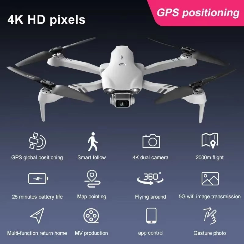 4K HD Single Camera with GPS 5G WIFI Wide Angle FPV Real-Time Transmission RC Folding Aircraft Professional Drone K3/E99