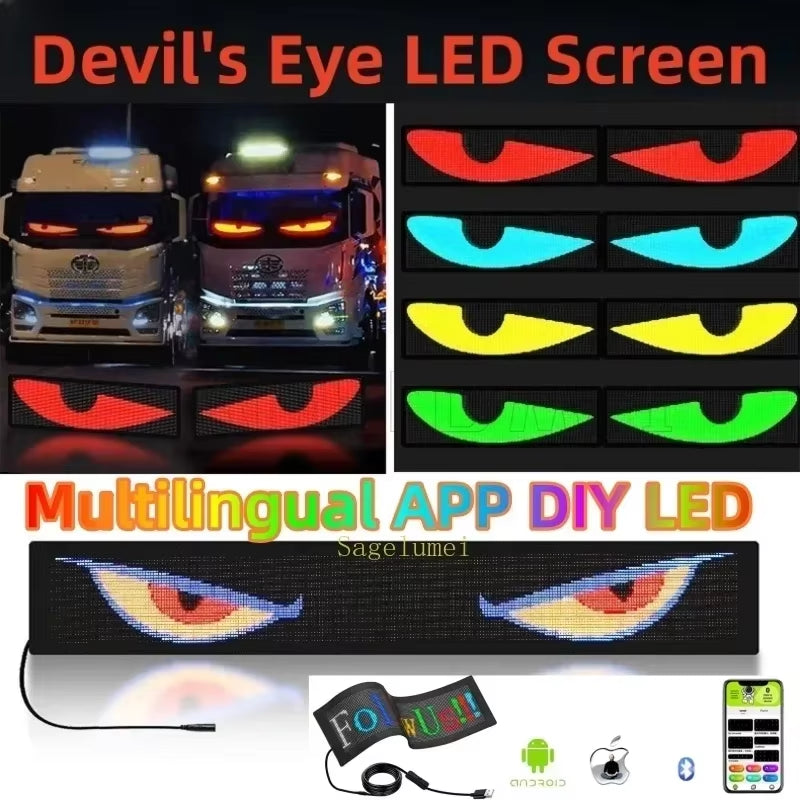 Truck Eyes RGB LED Matrix Pixel Panel Car Sign Animation DIY Programmable Bluetooth App Control LED Panel Flexible Display Light