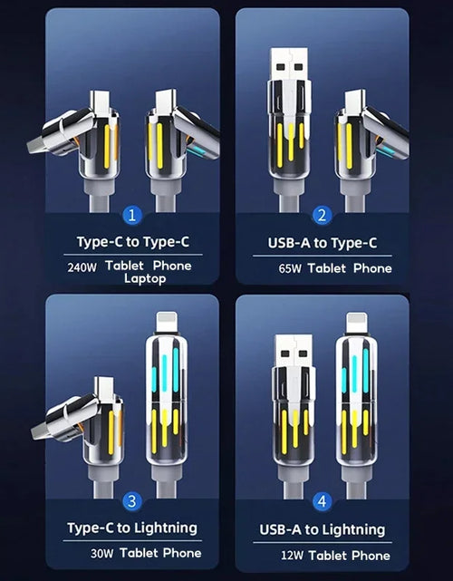 Load image into Gallery viewer, Eary USB C Cable 4-In-1 USB-C (6Ft) 240W USB-C Charger Data USB-C Fast Charging for Iphone 15 Macbook Ipad Iphone Samsung
