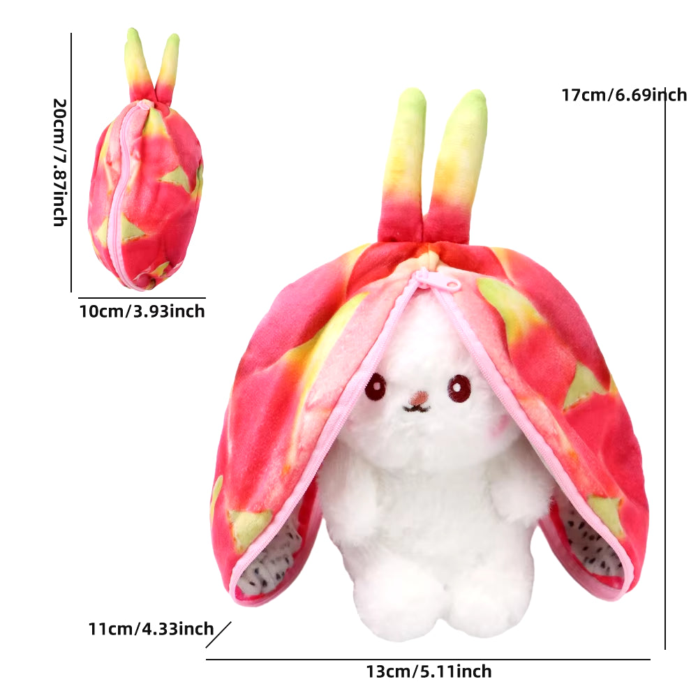 2024 New Bunny Plush Toy Cute Fruit Rabbit Stuffed Animals Transform Cuddly Bunny Plushie Doll for Kids Birthday Gift