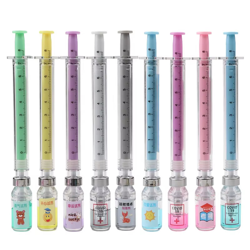 9 Pcs New Design Syringe Shaped Gel Ink Pen Signature Pen for Doctor Nurse