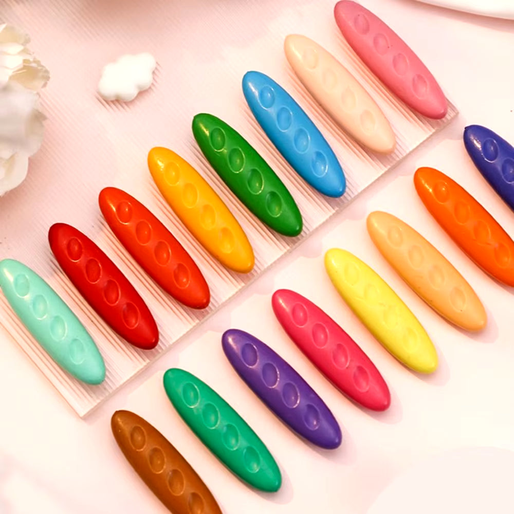 12/24/36 Colors Do Not Dirty Hands Plastic Crayon Plastic Erasable Painting Tools Peanut Shaped Washable Colored Crayon