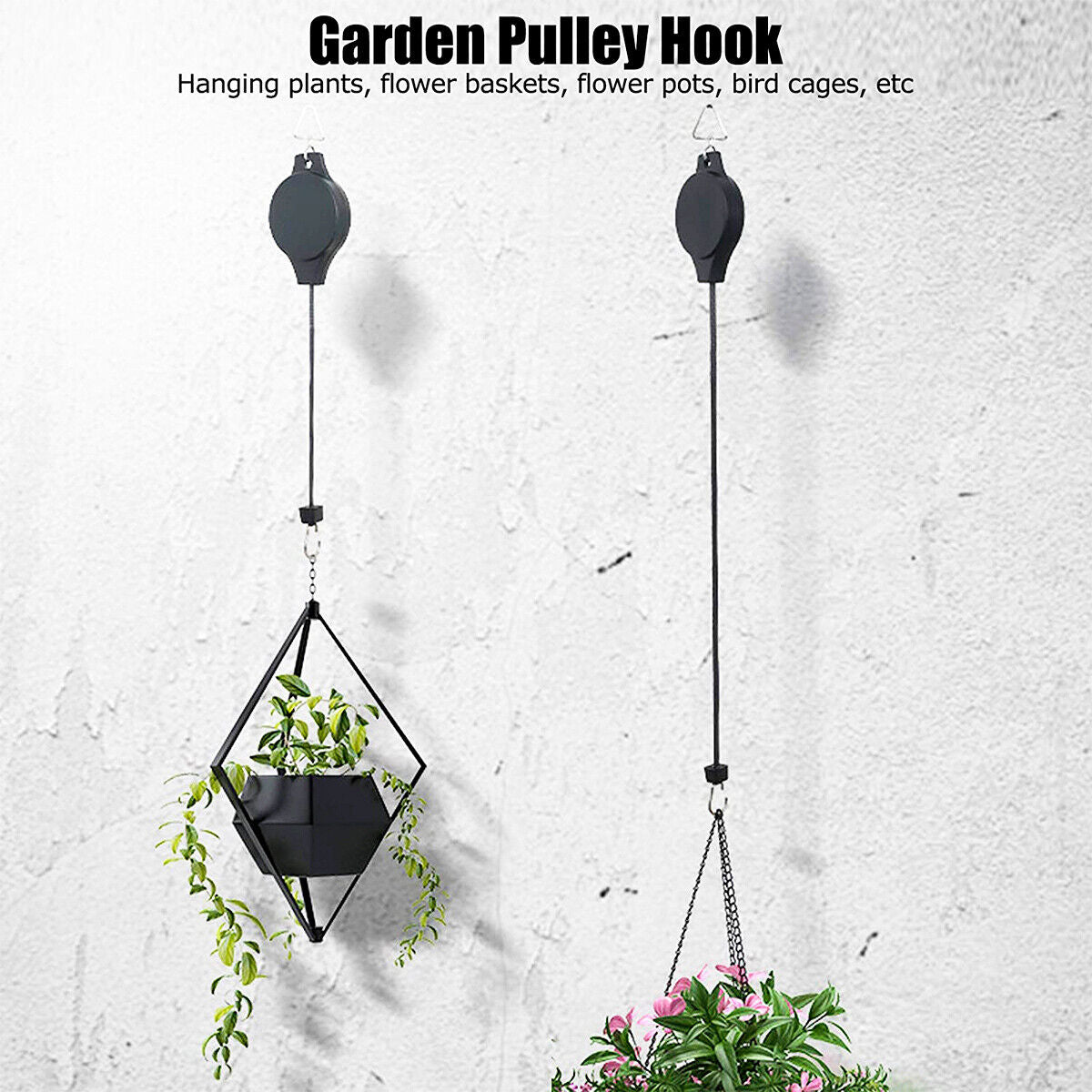 4PCS Retractable Pulley Hook Hanging Pull down Hanger for Garden Flower Plant US