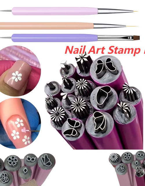 Load image into Gallery viewer, 6/10/15PCS Nail Art Stamp Pen Set Floral Butterfly Pattern Nail Graffiti Pen Painting Drawing Nail Brush Stamp Pen Manicure Tool
