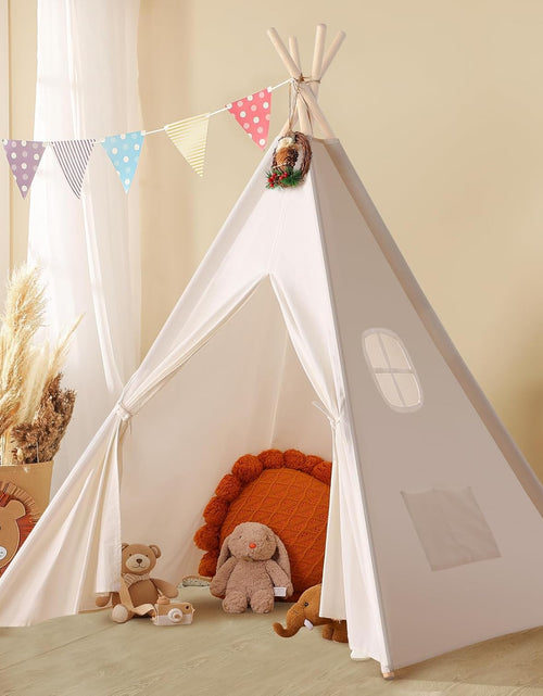 Load image into Gallery viewer, Teepee Tent for Kids with Carry Case, Natural Cotton Canvas Teepee Play Tent, Toys for Girls/Boys Indoor &amp; Outdoor Playing
